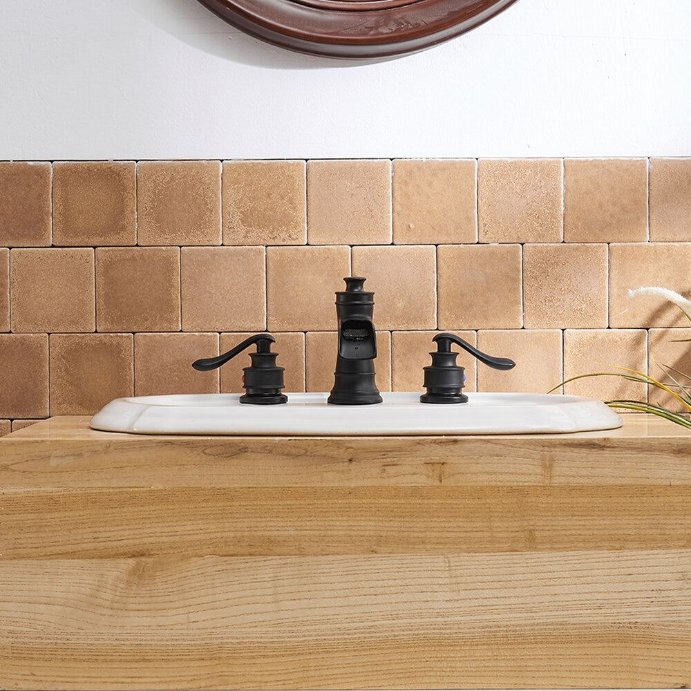 Vogue Black 8 inch Waterfall Widespread 2-Handle Bathroom Faucet With Pop-up Drain