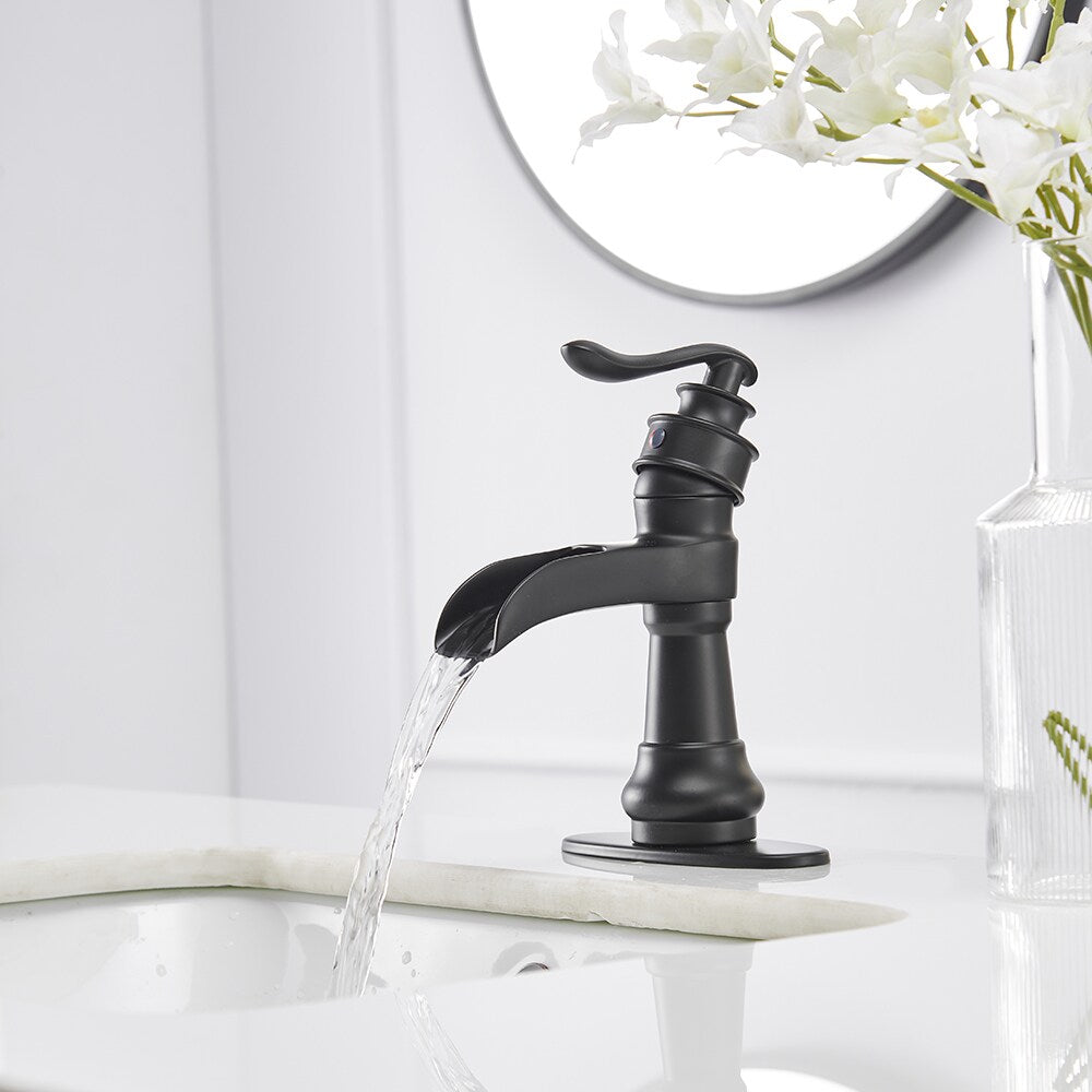 Single Hole Low-Arc Bathroom Faucet in Matte Black
