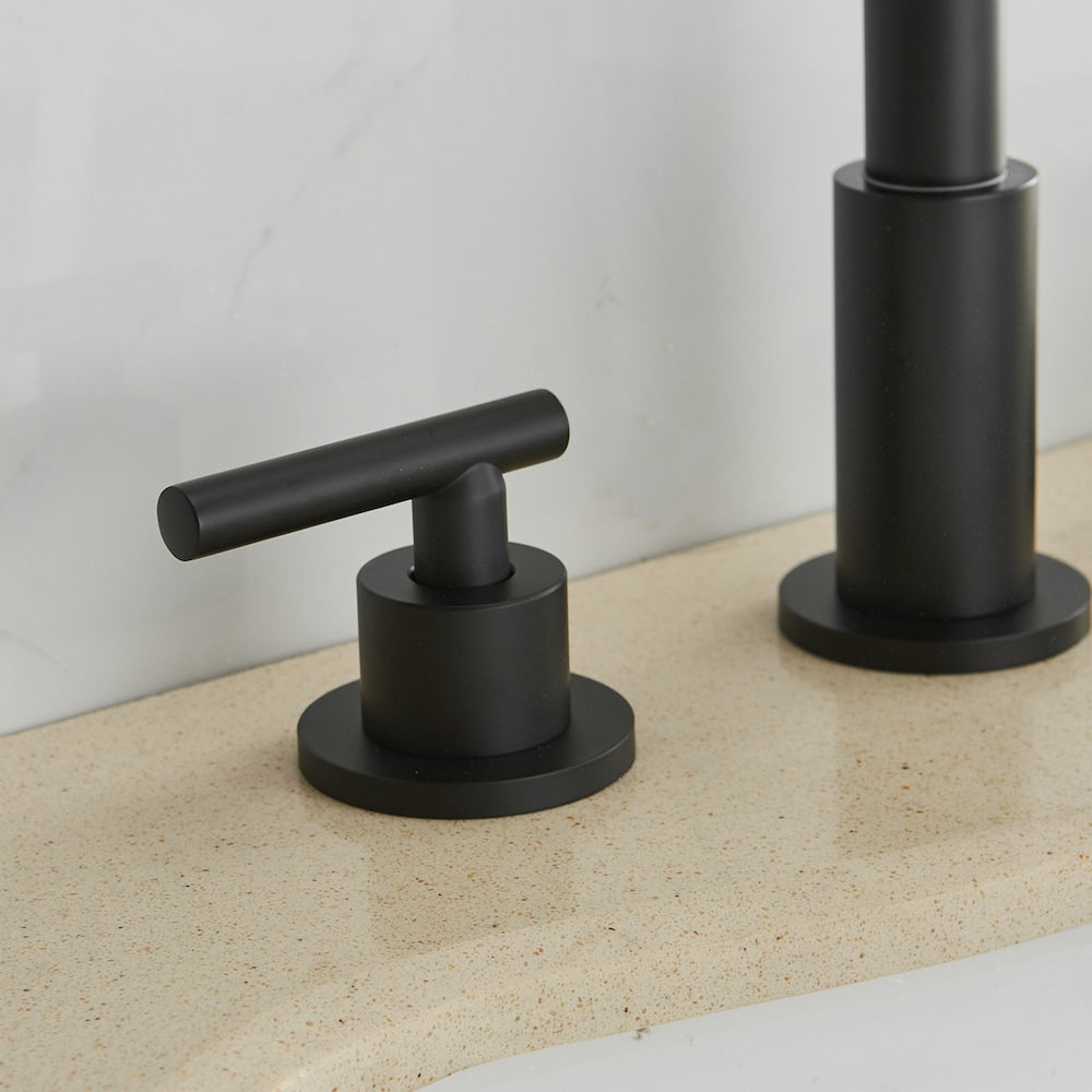Select Black 8 inch Widespread Bathroom Faucet with Pop Up Drain