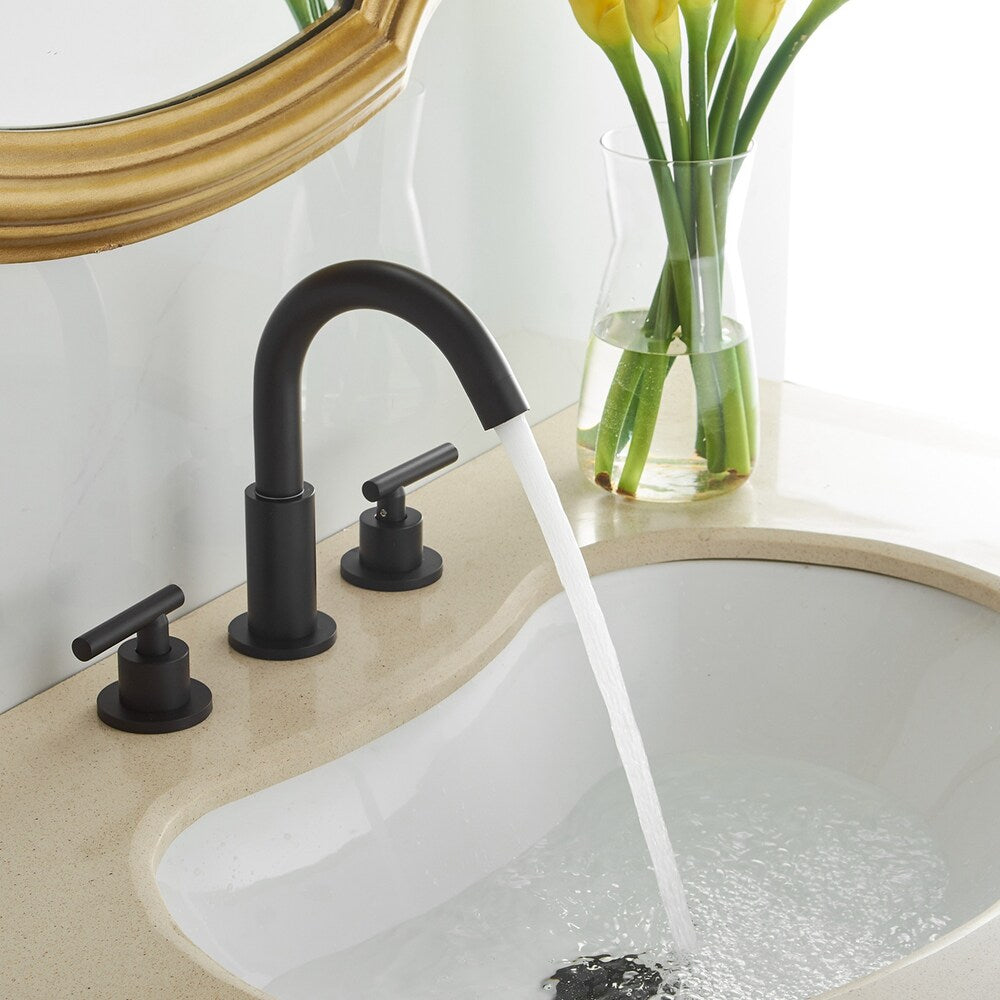 Select Black 8 inch Widespread Bathroom Faucet with Pop Up Drain