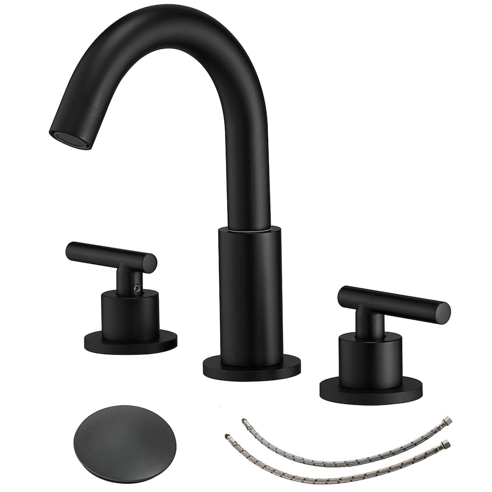 Select Black 8 inch Widespread Bathroom Faucet with Pop Up Drain