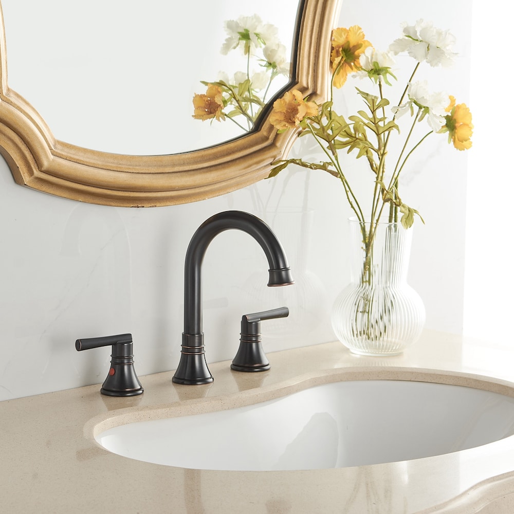 Revelation Oil Rubbed Bronze 8 inch 2-Handle Bathroom Sink Faucet With Pop-up Drain