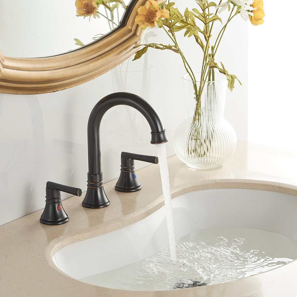 Revelation Oil Rubbed Bronze 8 inch 2-Handle Bathroom Sink Faucet With Pop-up Drain