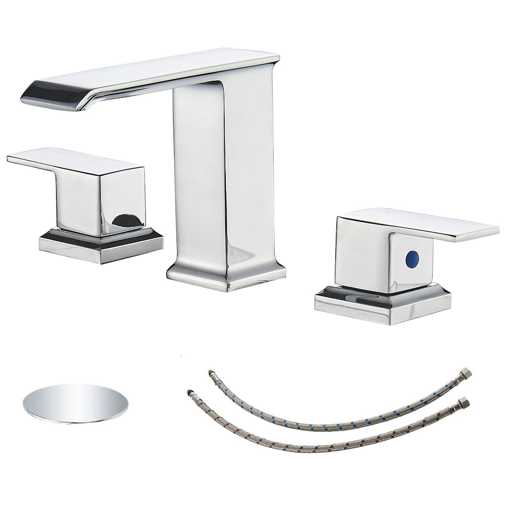 Infinity Chrome 8 inch Waterfall Widespread 2-Handle Bathroom Faucet With Pop-up Drain
