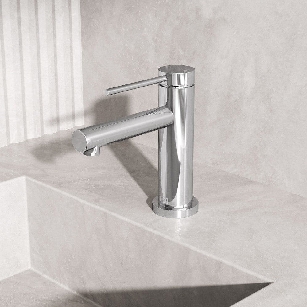 Robinet de salle de bain monotrou à poignée unique Jewel de 6 po de hauteur en chrome
