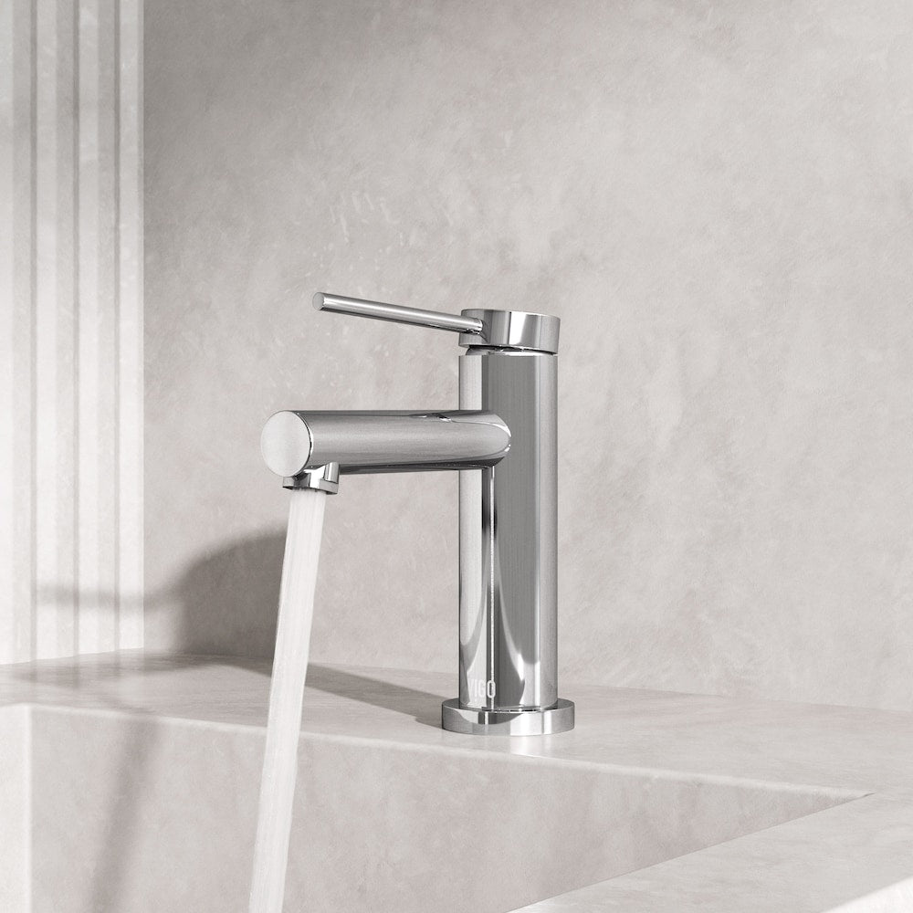Robinet de salle de bain monotrou à poignée unique Jewel de 6 po de hauteur en chrome