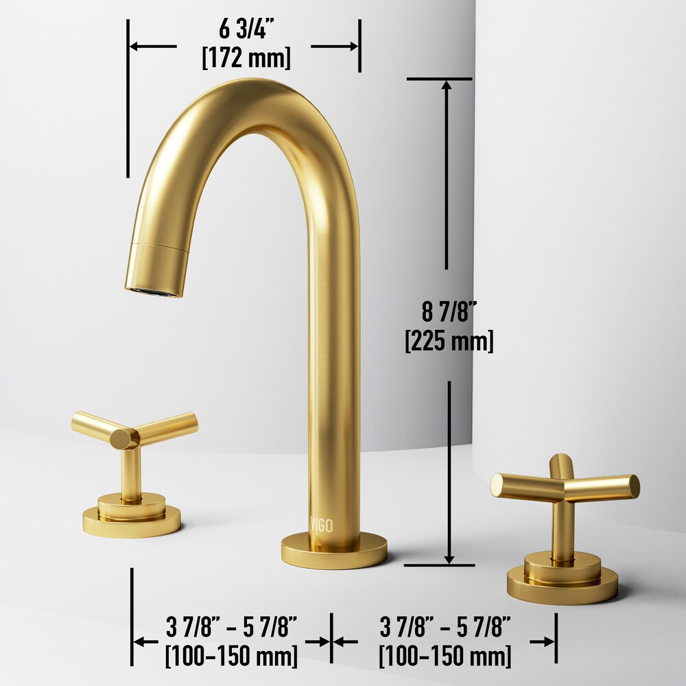 Robinet de salle de bain Jewel 9 po H à 2 poignées à arc élevé et à larges poignées en croix en or brossé mat