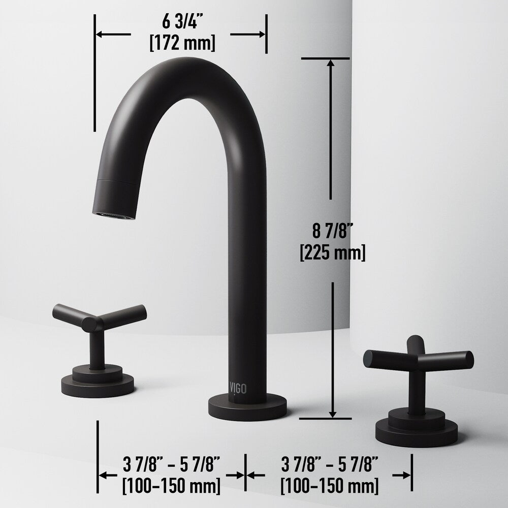Robinet de salle de bain Jewel 9 po H à 2 poignées à arc élevé et à larges poignées en croix en noir mat