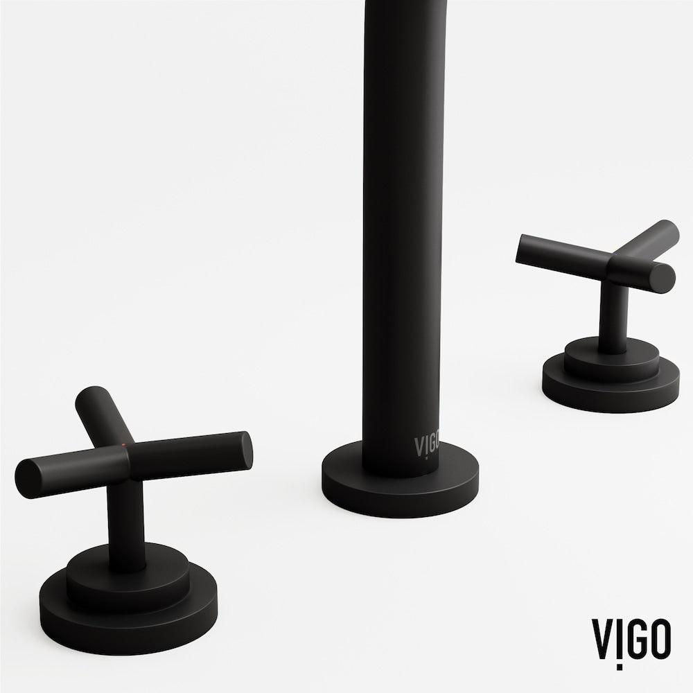 Robinet de salle de bain Jewel 9 po H à 2 poignées à arc élevé et à larges poignées en croix en noir mat