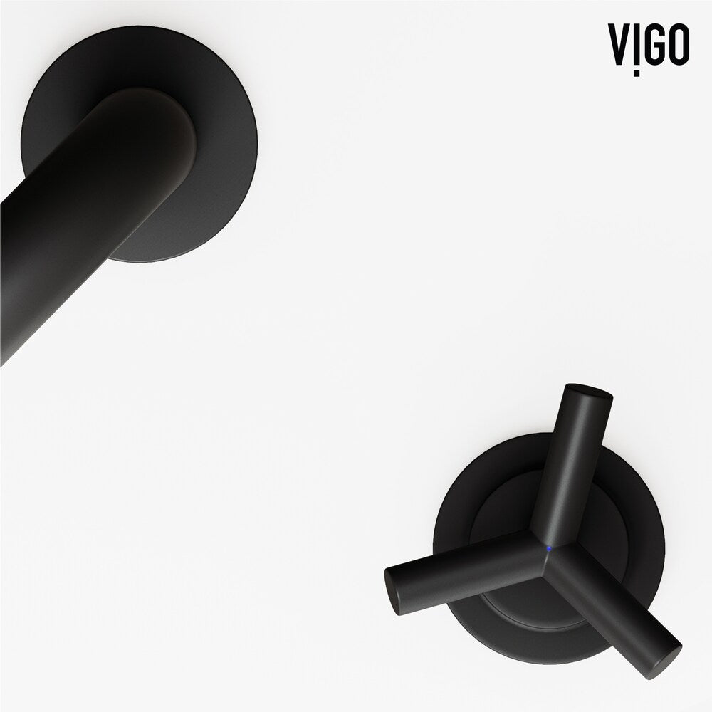 Robinet de salle de bain Jewel 9 po H à 2 poignées à arc élevé et à larges poignées en croix en noir mat