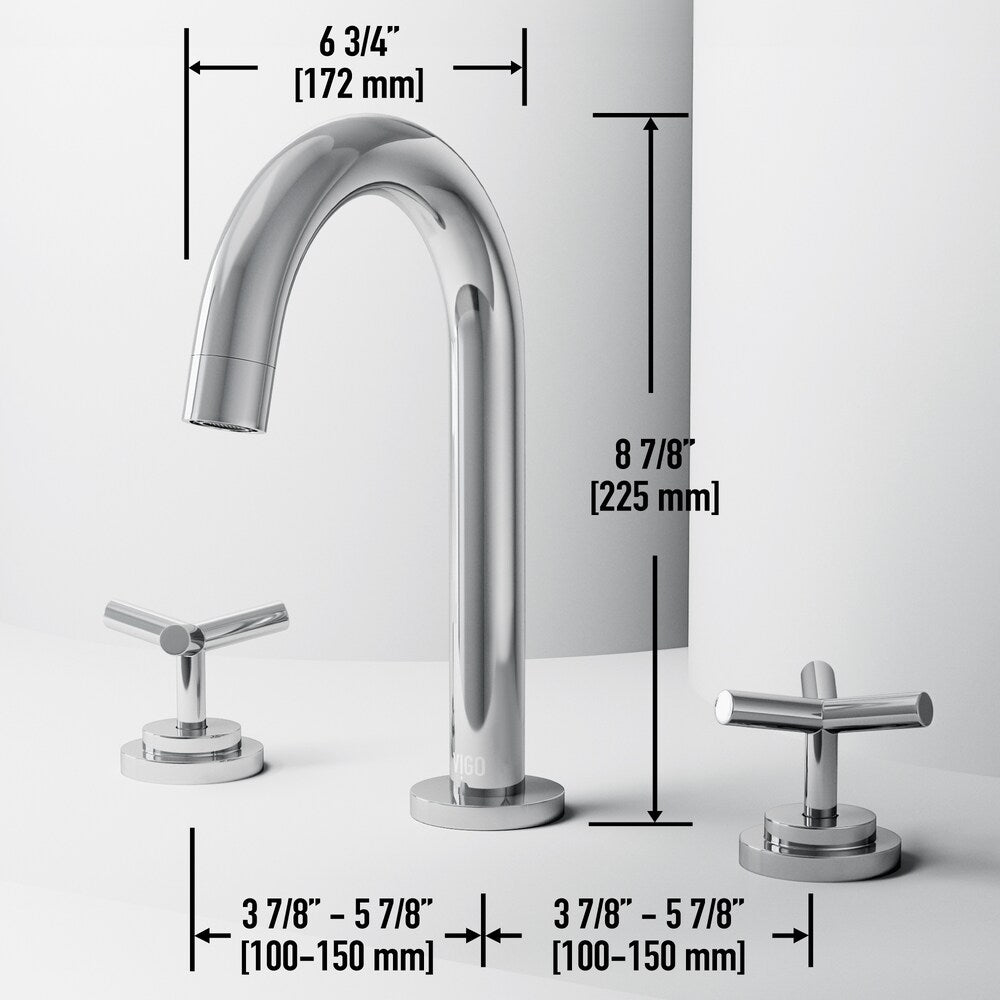 Robinet de salle de bain Jewel 9 po H à 2 poignées à arc élevé et à large bec avec poignées en croix en chrome