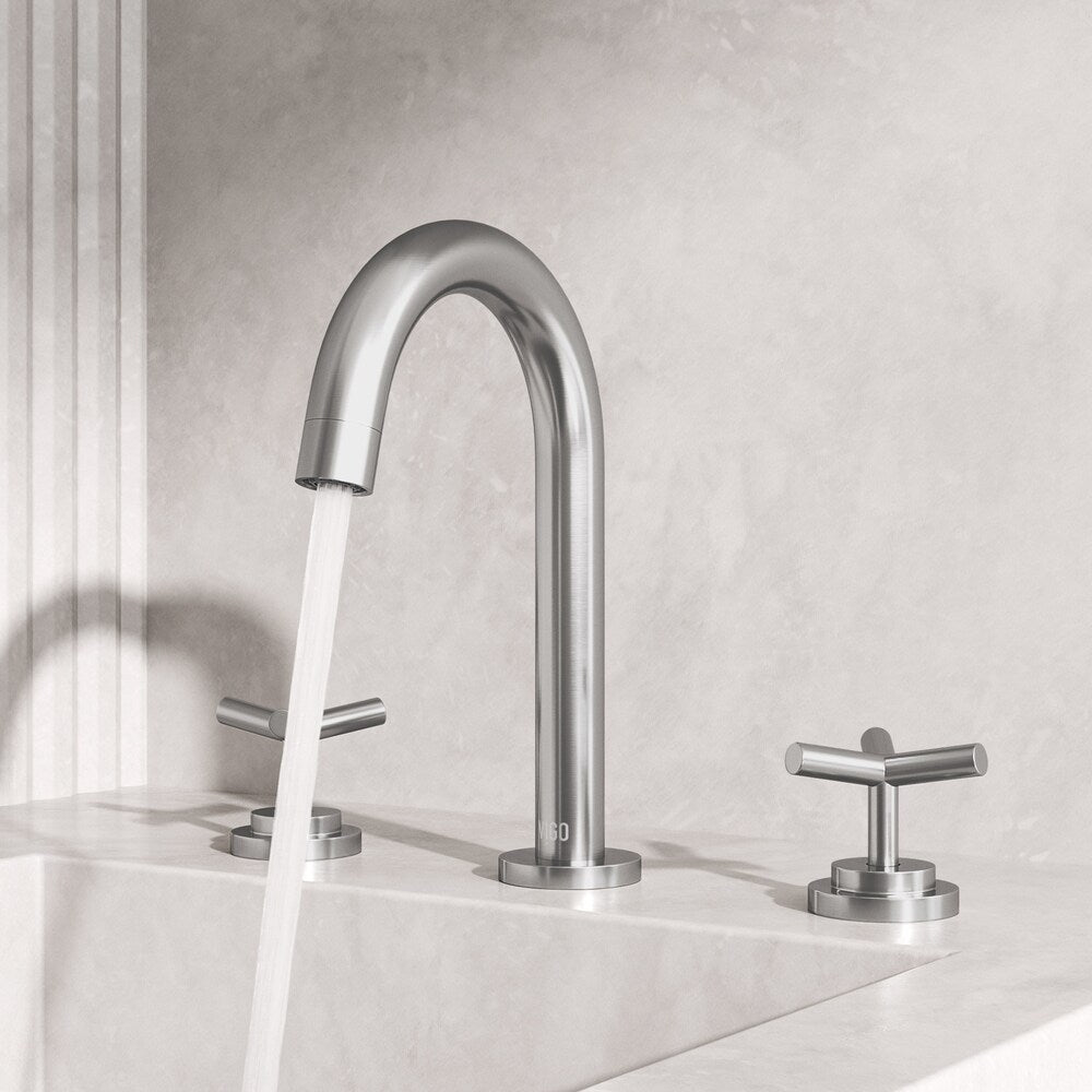 Robinet de salle de bain Jewel 9 po à 2 poignées en H et à arc élevé avec poignées croisées en nickel brossé
