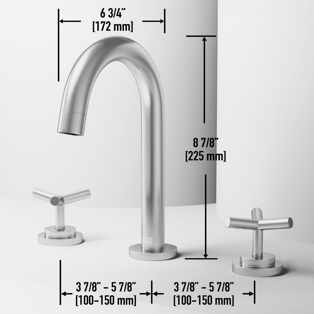 Robinet de salle de bain Jewel 9 po à 2 poignées en H et à arc élevé avec poignées croisées en nickel brossé