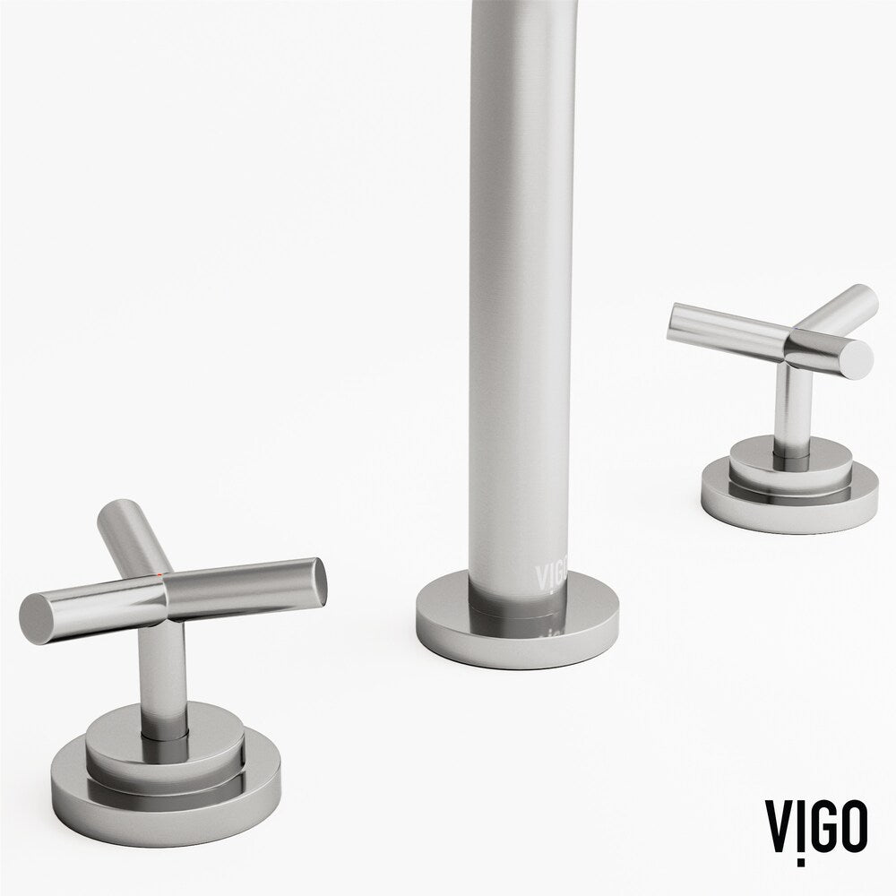 Robinet de salle de bain Jewel 9 po à 2 poignées en H et à arc élevé avec poignées croisées en nickel brossé