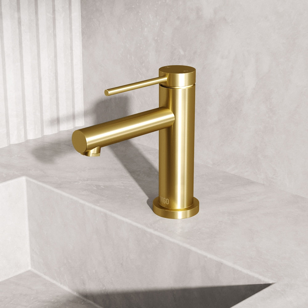 Robinet de salle de bain monotrou Jewel 6 po H à poignée unique en or brossé mat