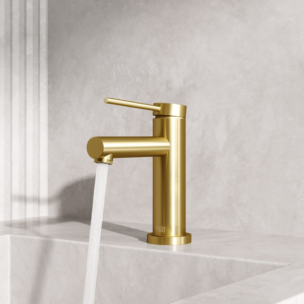 Robinet de salle de bain monotrou Jewel 6 po H à poignée unique en or brossé mat