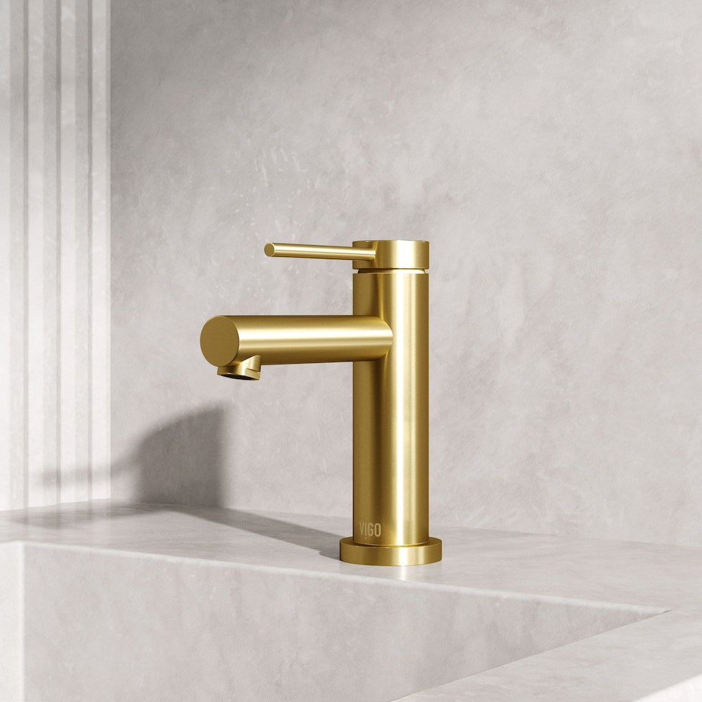 Robinet de salle de bain monotrou Jewel 6 po H à poignée unique en or brossé mat
