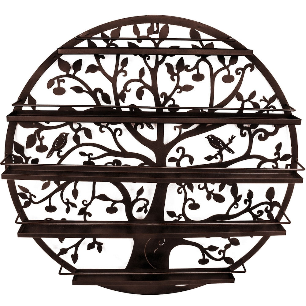 Support mural rond en métal à 5 ​​niveaux pour vernis à ongles en forme de silhouette d'arbre (bronze)