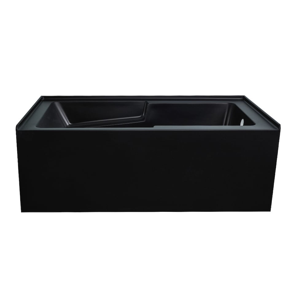Baignoires en alcôve en acrylique Arbie de 5 pieds avec jupe et drain à droite en noir mat