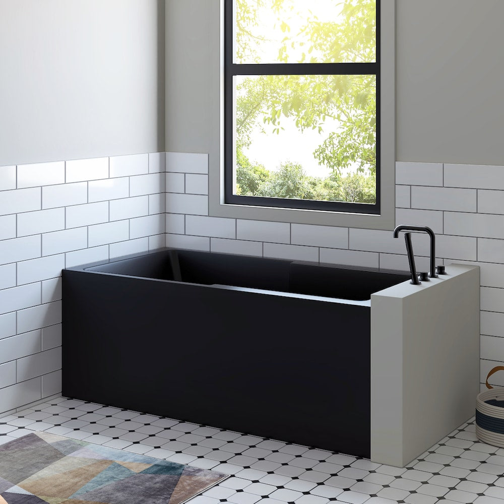 Arbie 5 ft. Acrylic Alcove Right Drain Skirted Bathtubs in Matte Black