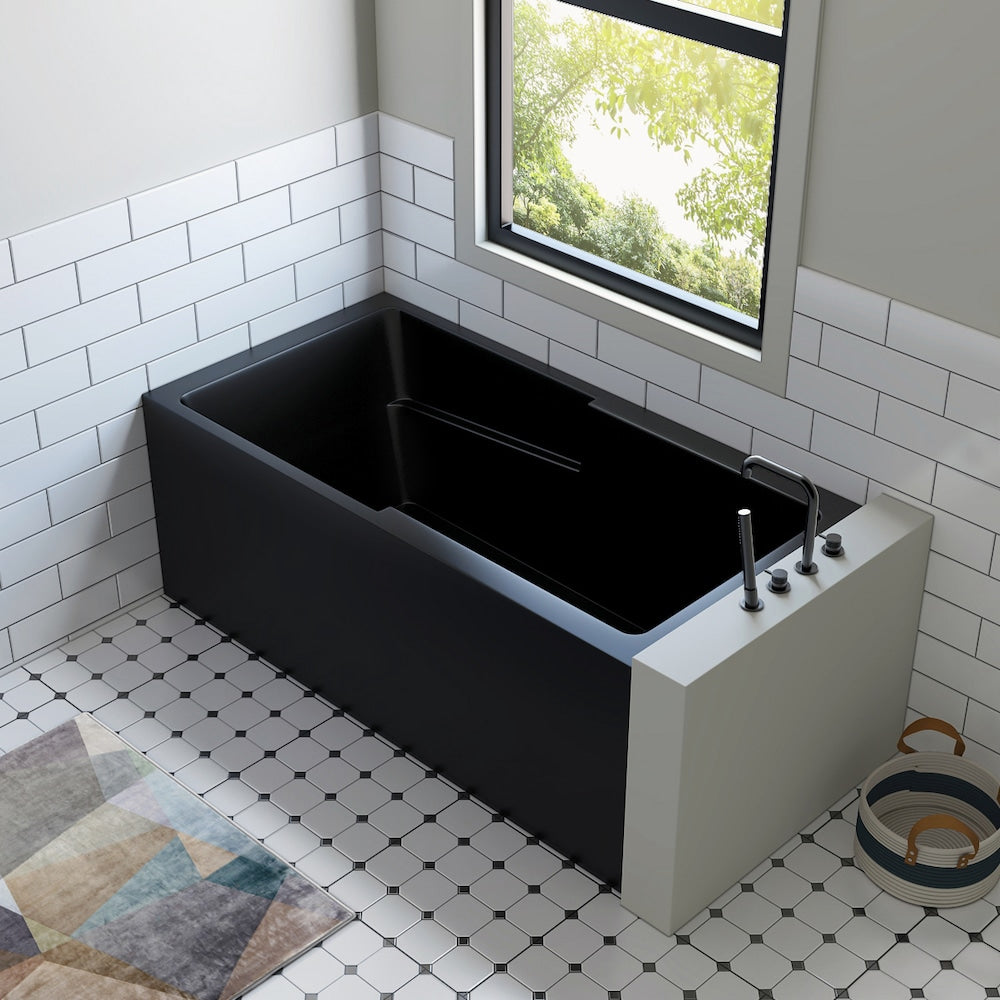 Arbie 5 ft. Acrylic Alcove Right Drain Skirted Bathtubs in Matte Black