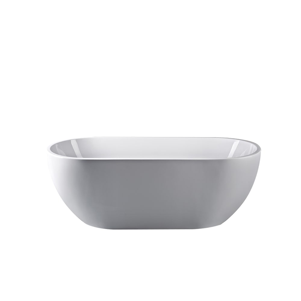 Philip 5.5 ft. Acrylic Freestanding Bathtub Drain Center Oval Bathtub in Glossy White