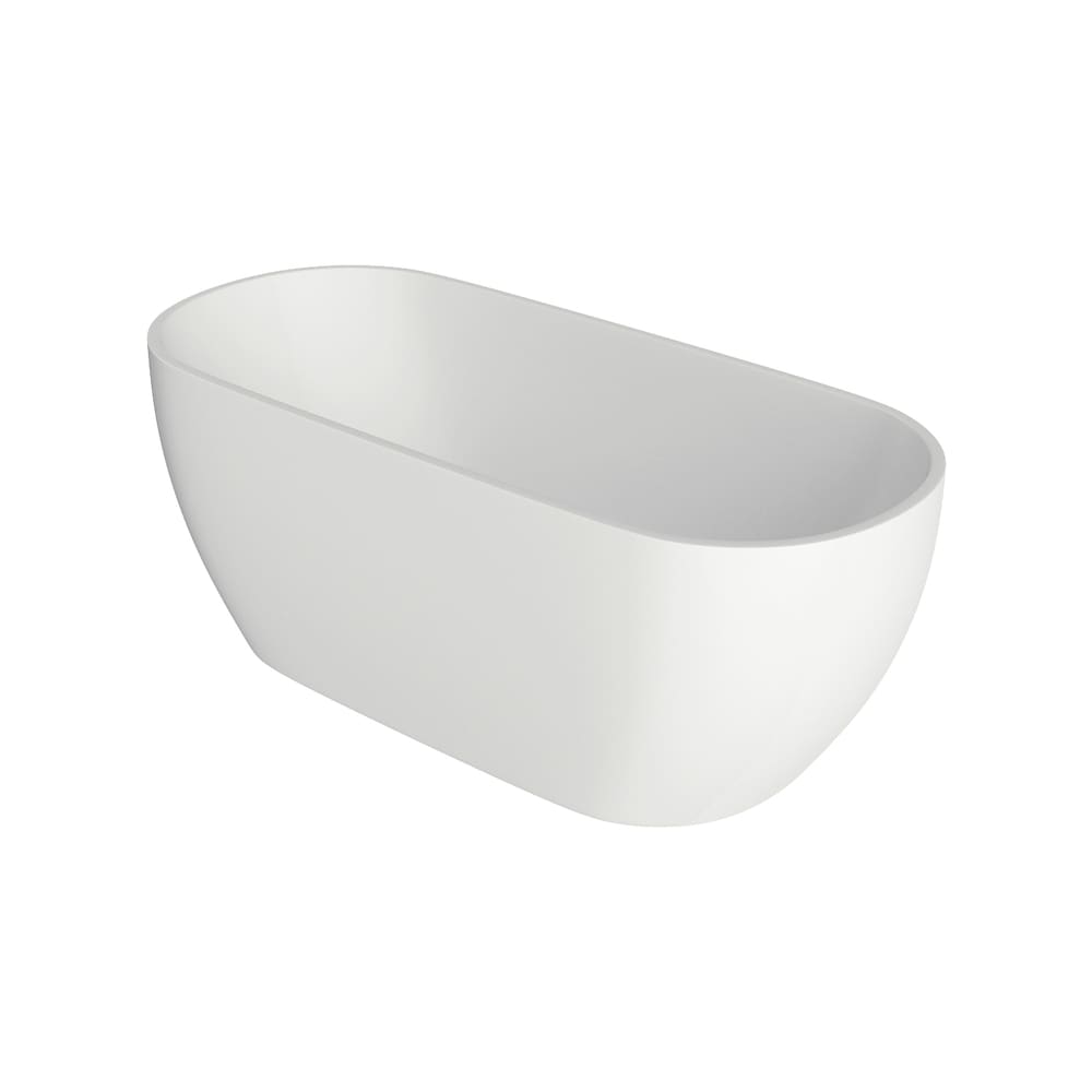 Baignoire autoportante en acrylique Philip de 5,5 pi avec drain central ovale en blanc brillant