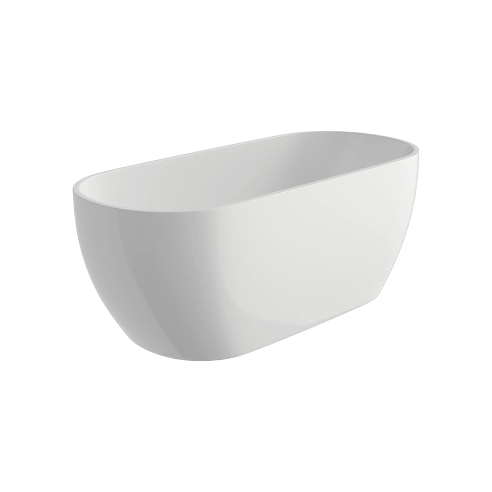 Baignoire autoportante en acrylique Philip de 5,5 pi avec drain central ovale en blanc brillant