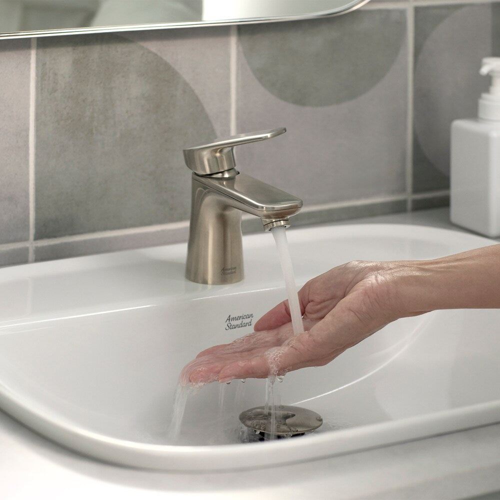 Aspirations Single-Handle Petite Bathroom Faucet With Lever Handle in Brushed Nickel