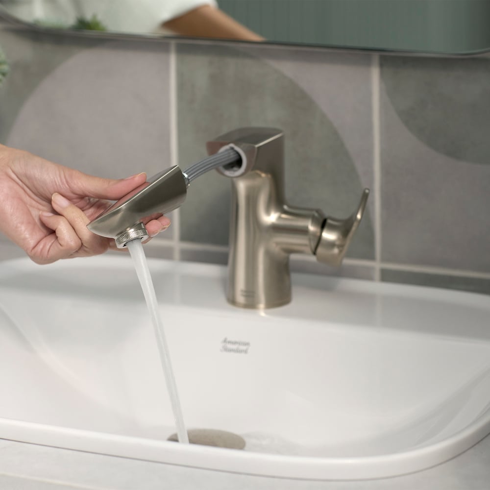 Robinet de salle de bain à poignée unique et extractible avec levier Aspirations en nickel brossé