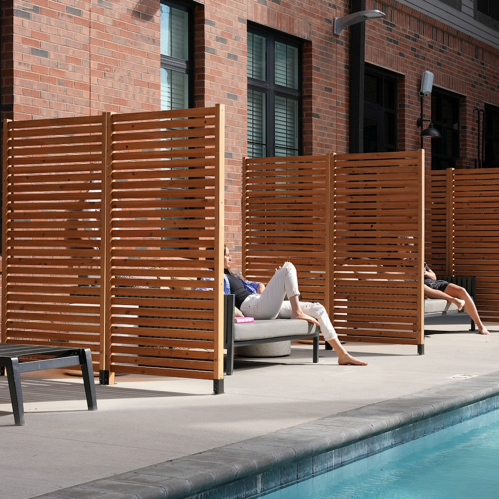 Tiaga 6 feet. H x 3 feet. W Freestanding or Surface Mounted Slatted Wood Fence Panel Privacy Screen