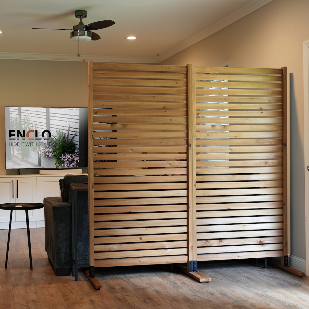 Tiaga 6 feet. H x 3 feet. W Freestanding or Surface Mounted Slatted Wood Fence Panel Privacy Screen