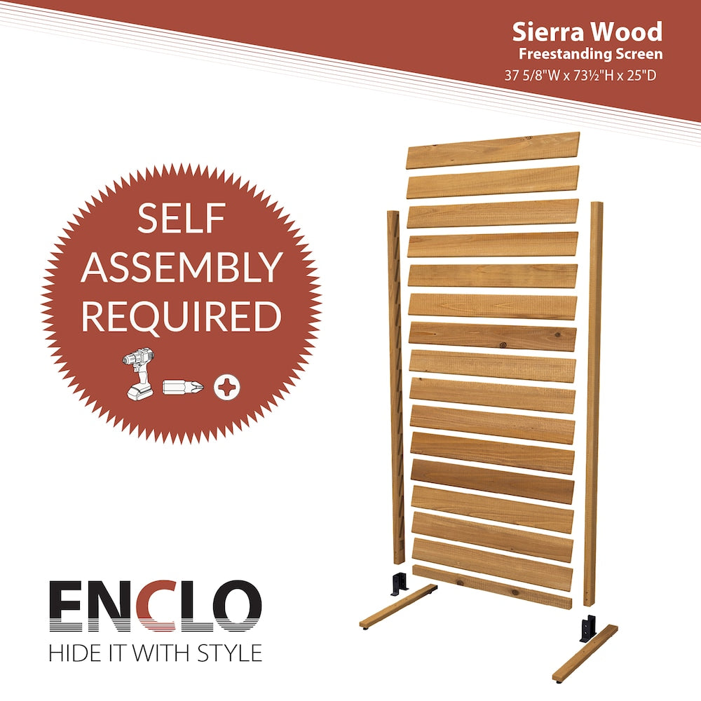 Sierra 6 feet. H x 3.1 feet. W Freestanding or Surface Mounted Louvered Wood Fence Panel Privacy Screen