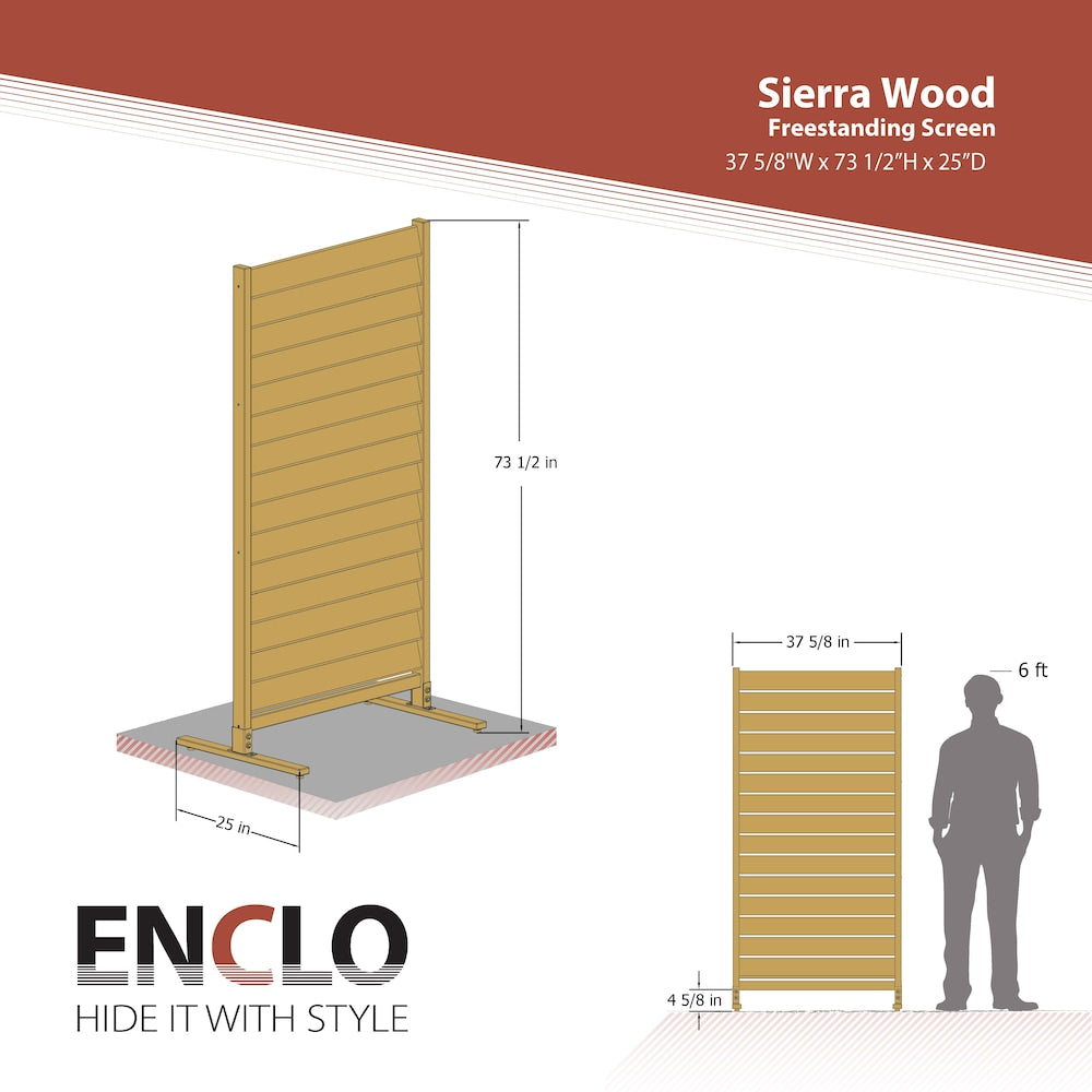 Sierra 6 feet. H x 3.1 feet. W Freestanding or Surface Mounted Louvered Wood Fence Panel Privacy Screen