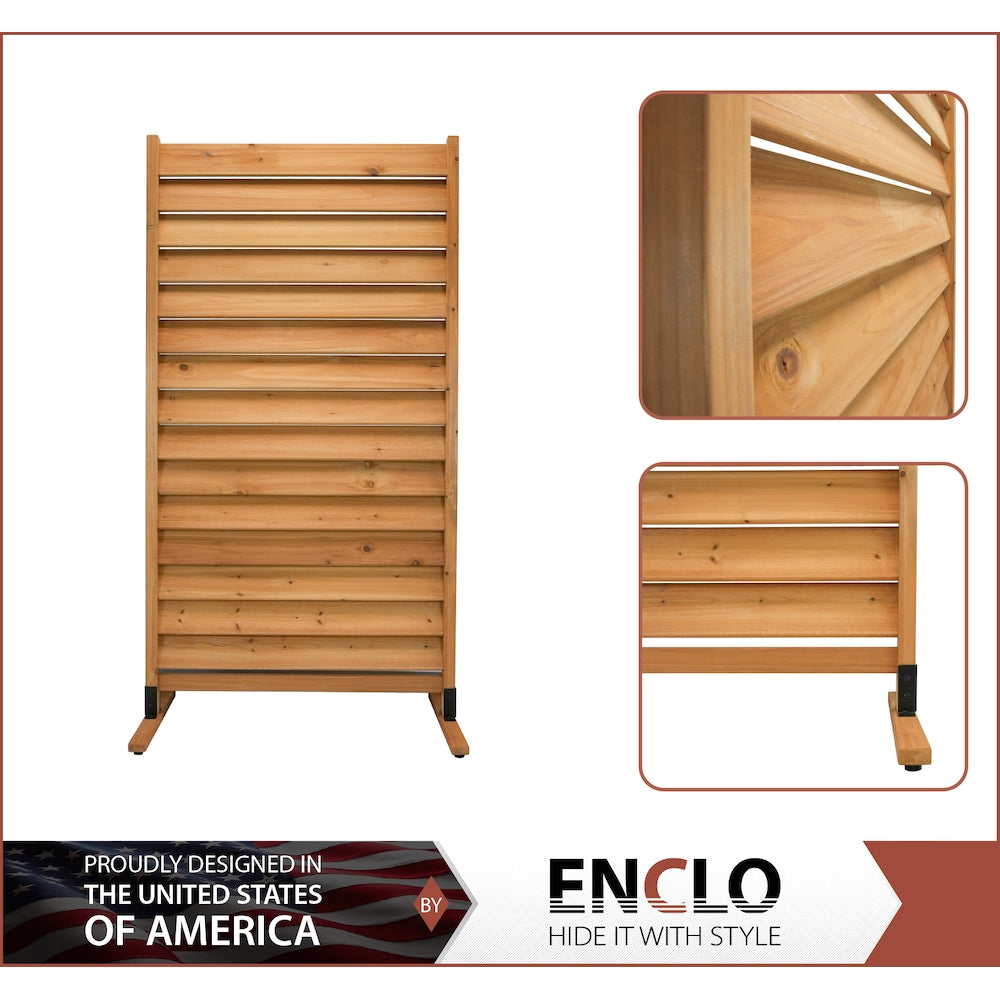 Sierra 6 feet. H x 3.1 feet. W Freestanding or Surface Mounted Louvered Wood Fence Panel Privacy Screen
